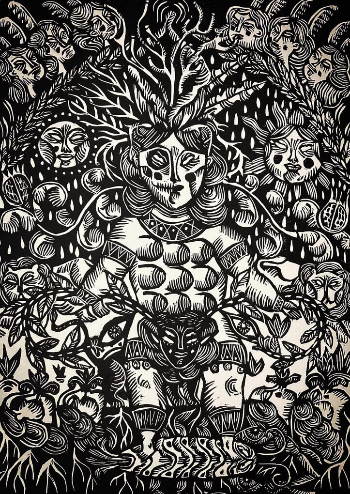 Mother Nature, woodcut on paper, 40/50cm, bunch of 8 copies, 2022