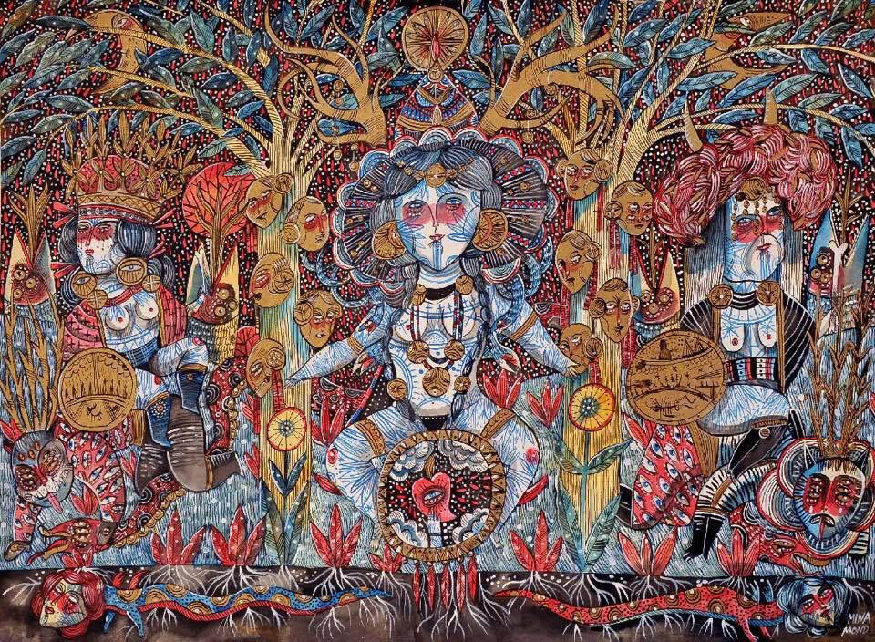 Shaman, 50/70cm, watercolor and Indian ink on paper, 2019